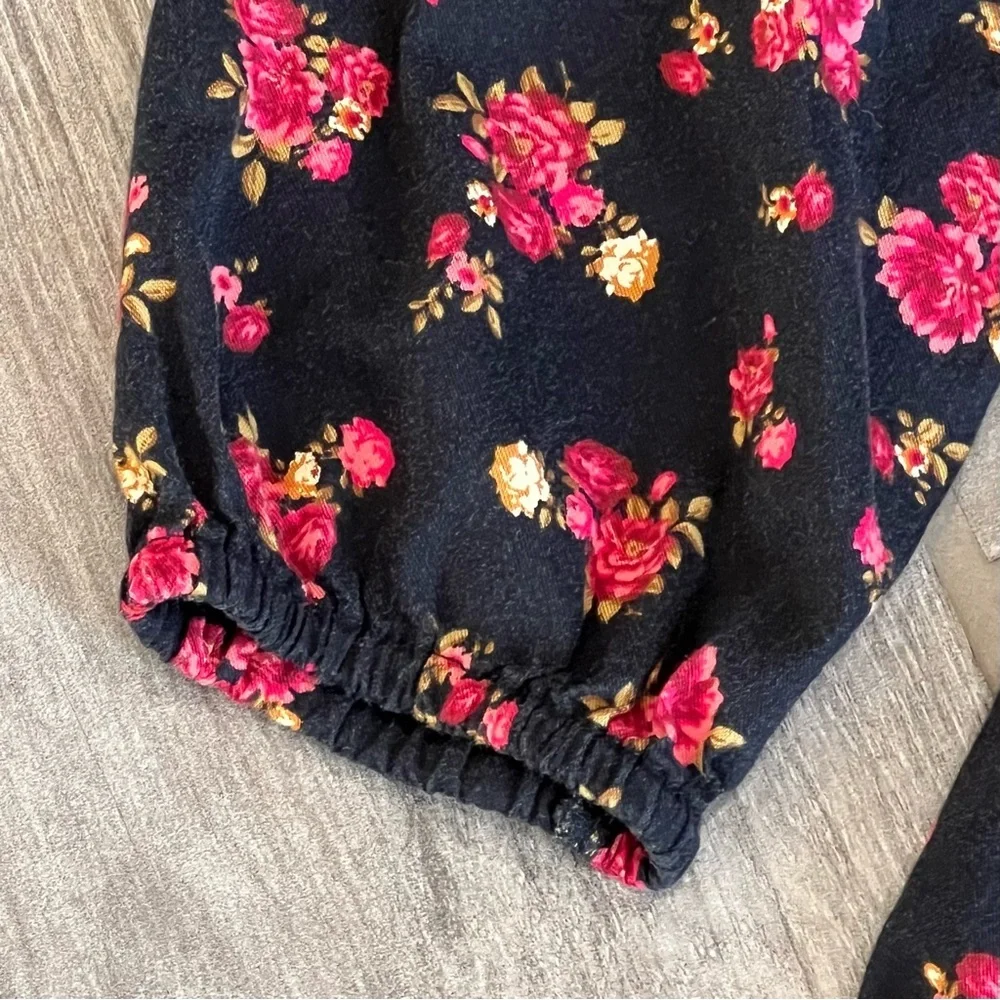 Old Navy Floral Print Dress Smocked Long‎ Sleeve Cottagecore Girl's Size 8